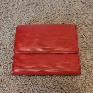 Louis Vuitton Epi Leather Elise Trifold Wallet in Red With COA